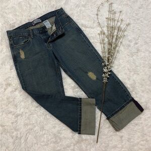 Levi Strauss Premium Signature Button Fly Distressed Wide Cuff Crop Jeans Sz. 9